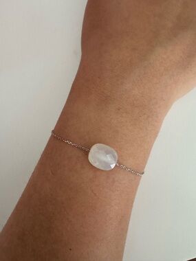 Morganne Bello white gold Bracelet with White Faceted Stone